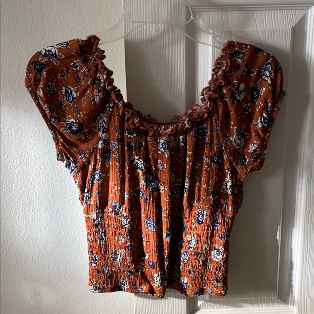 Burnt orange floral top